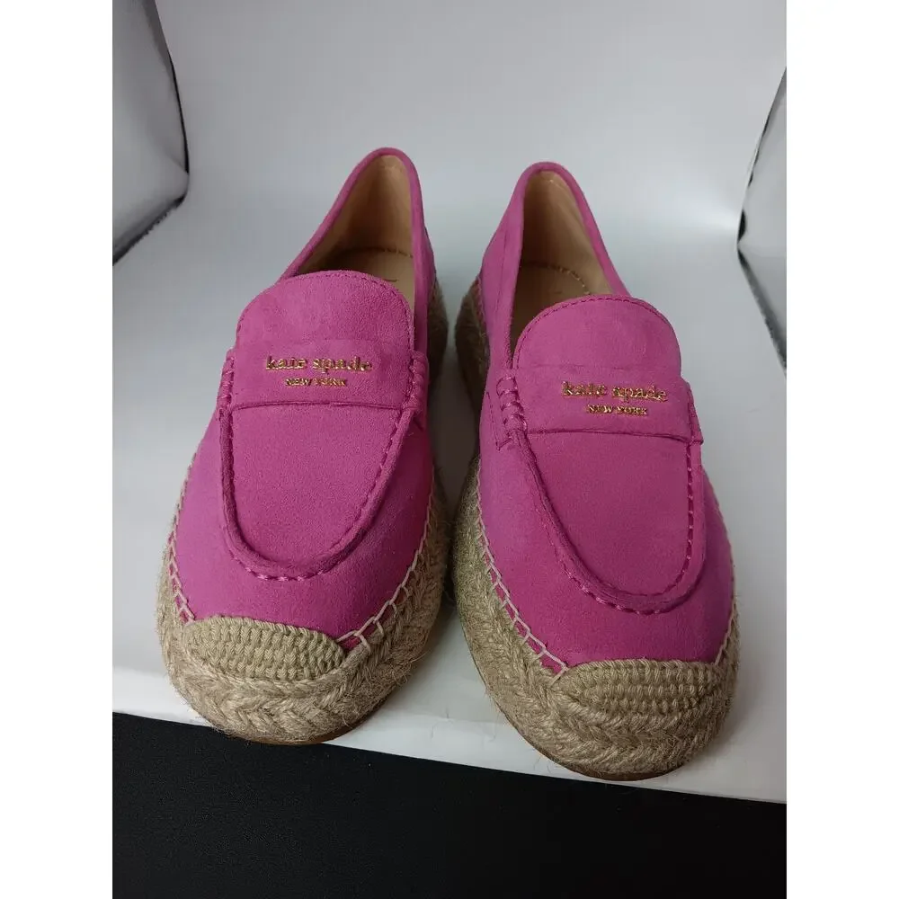 Kate Spade Eastwell Espadrille Flat Womens 6B Pink Suede Luxury Party Dress - Picture 4 of 10